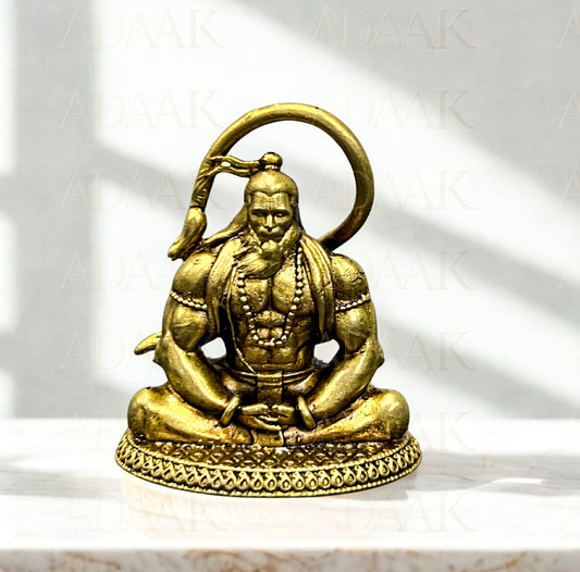 Adaak's Meditating Hanuman Brass Idol – Strength in Serenity