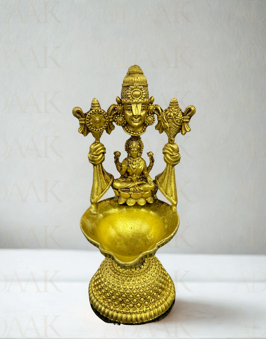 Brass Lord Venkateswara Lakshmi Diya | Balaji Oil Lamp Stand