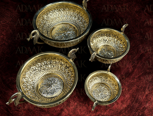 Golden Round Peacock Brass Urli