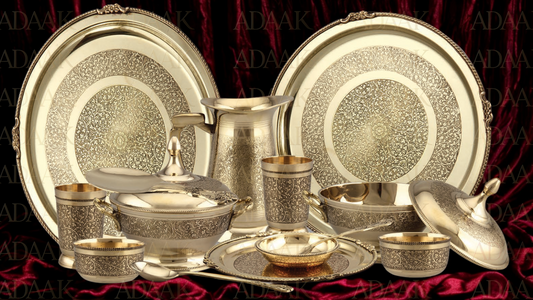 Heritage Brass Etching Art Dinner Set (Set Of 51&58pcs) – Timeless Dining Collection
