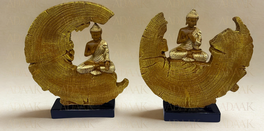 Adaak's Golden Buddha Figurine (Set of 2) – Decorative Spiritual Accent