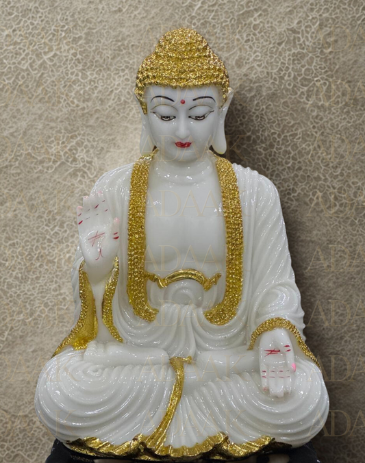 Adaak's White & Golden Blessing Buddha Idol – Spiritual Home Décor