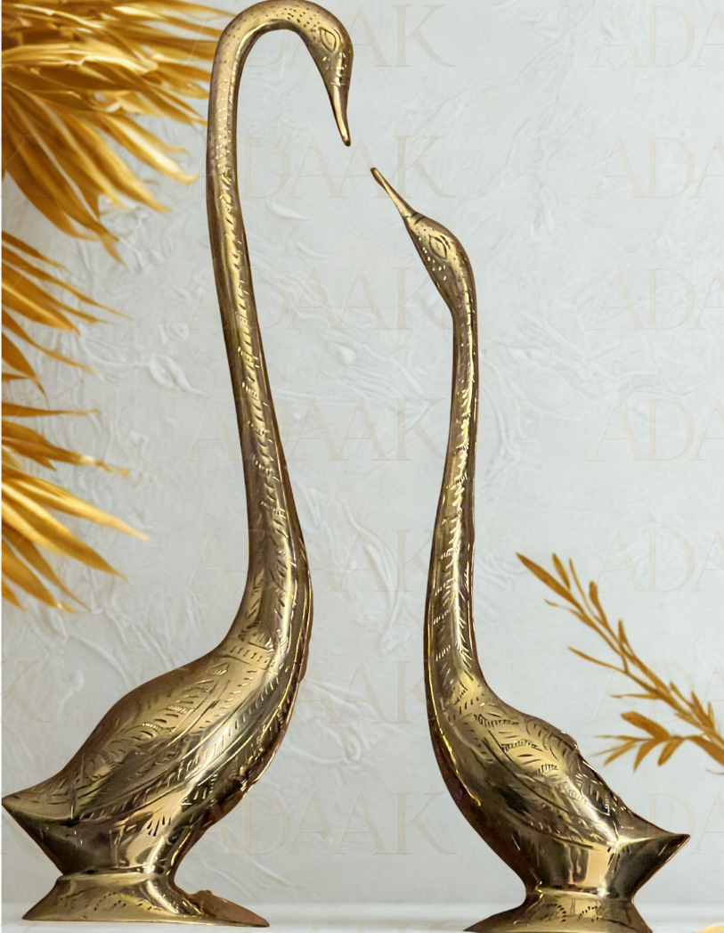 Brass Swan Couple Figurine