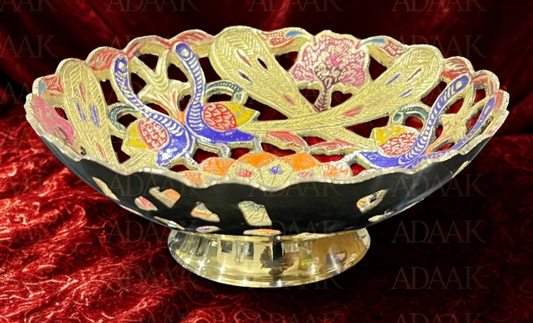 Adaak's Peacock Brass Bowl – Decorative & Functional Centerpiece