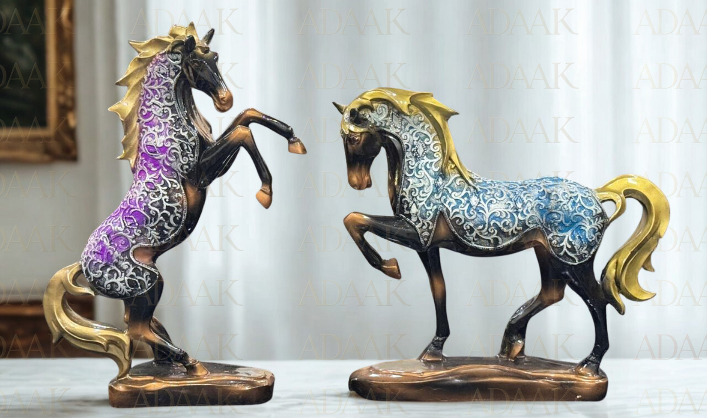 horse pair pink blue