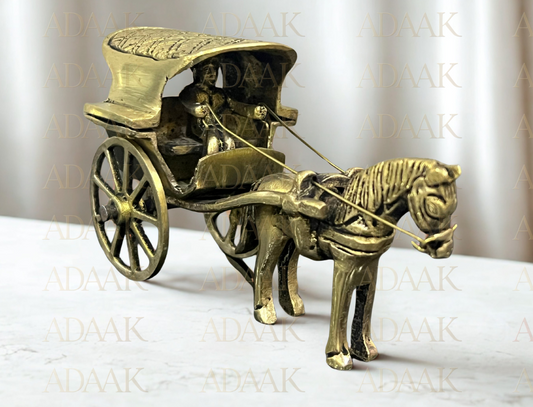 Adaak's Vintage Brass Horse Carriage Showpiece