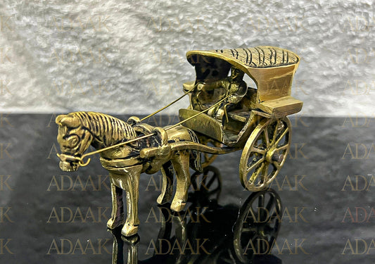 Adaak's Vintage Brass Horse Carriage Showpiece