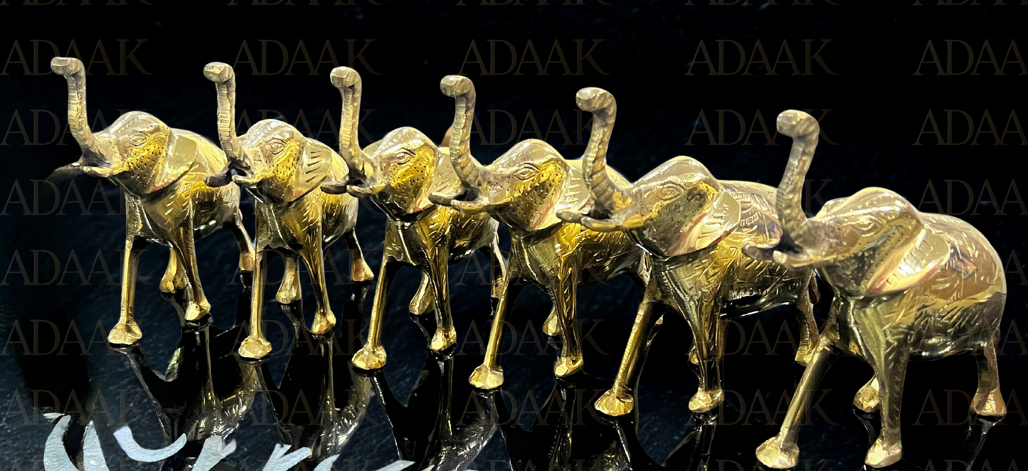 Brass Elephant Statue (Trunk Up) | Auspicious Vastu Good Luck Decor