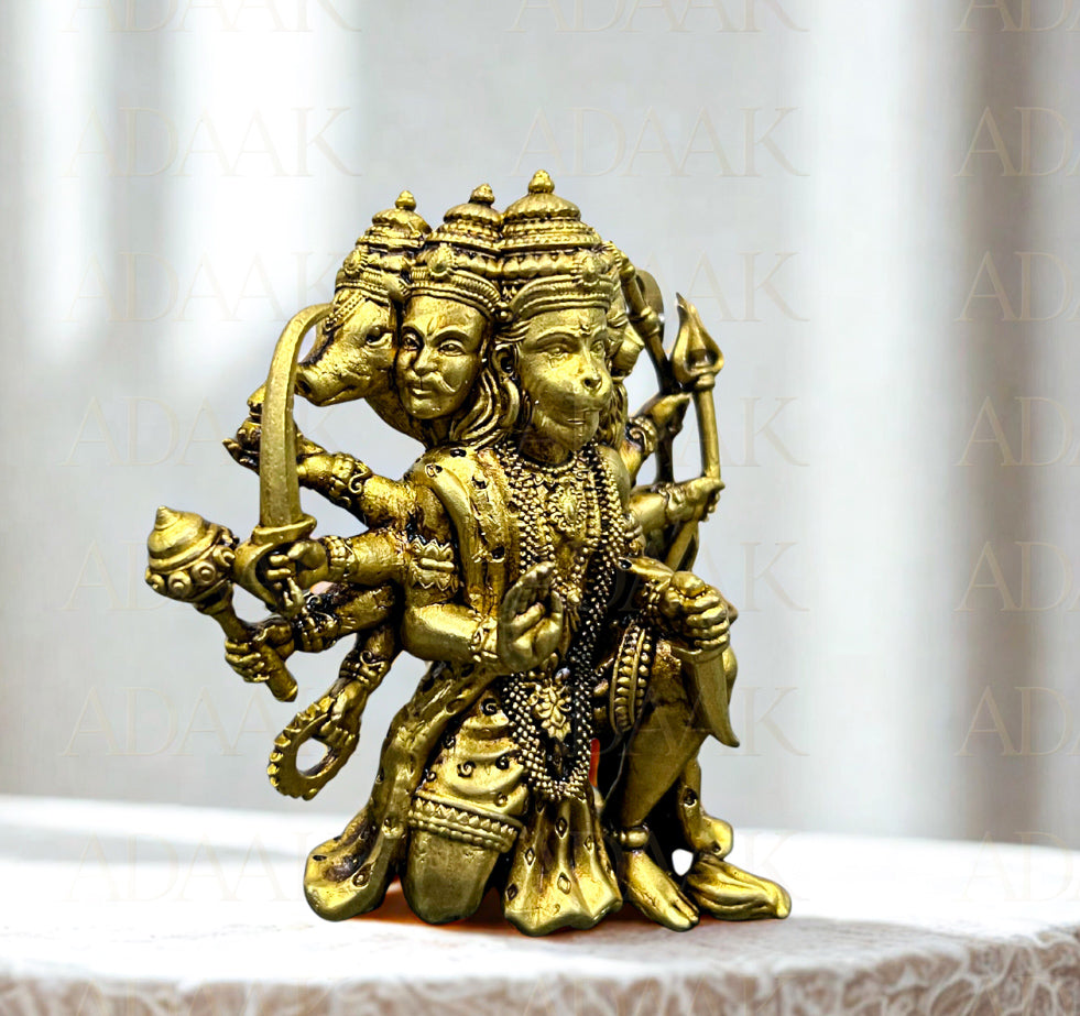 Brass Panchmukhi hanuman side view