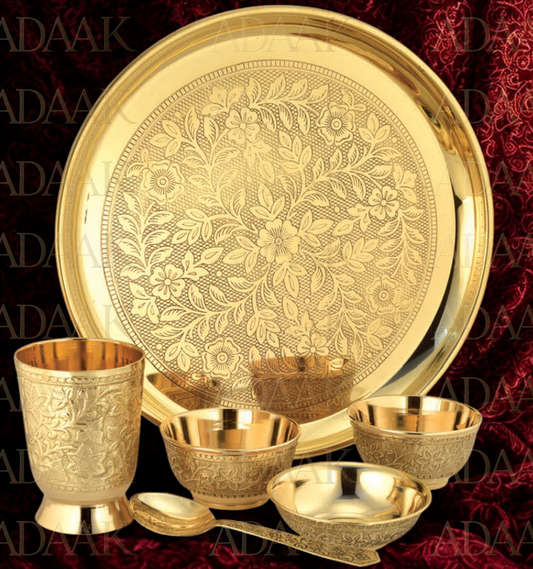 Adaak Signature Brass Thali Set – 6 Pc