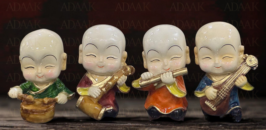 Adaak's Musical Monk Figurines (Set of 4) – Joyful Decorative Showpieces