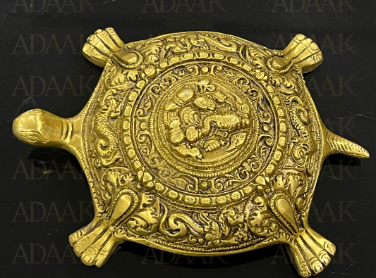 Brass Lord Ganesha Carved Vastu Turtle