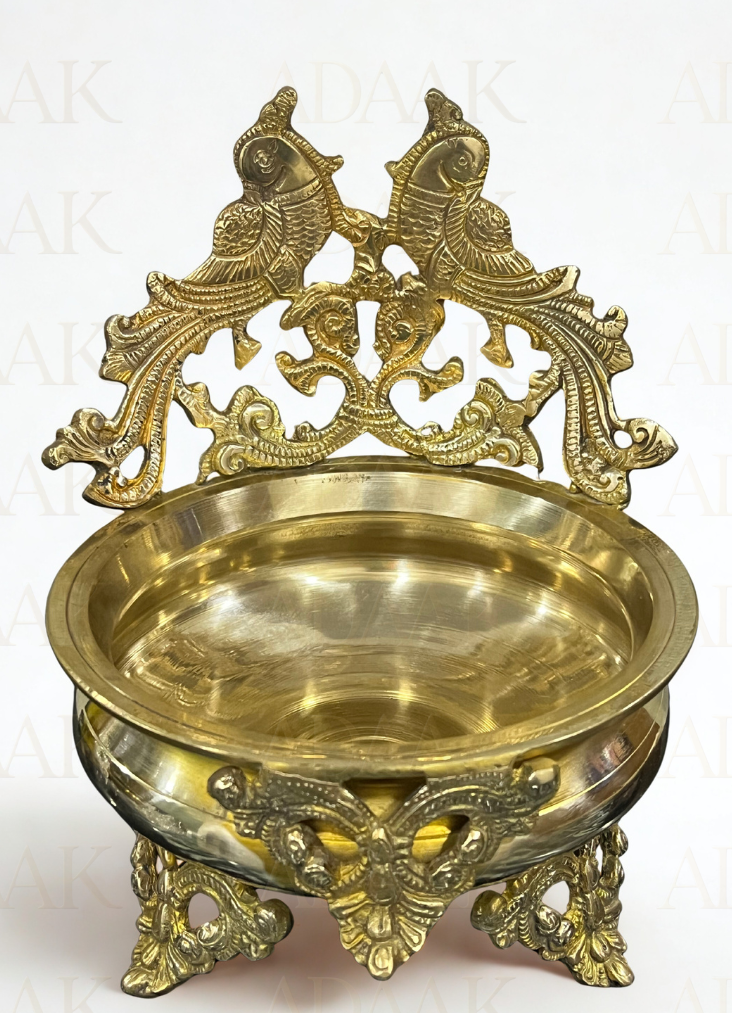 brass urli peacock bowl