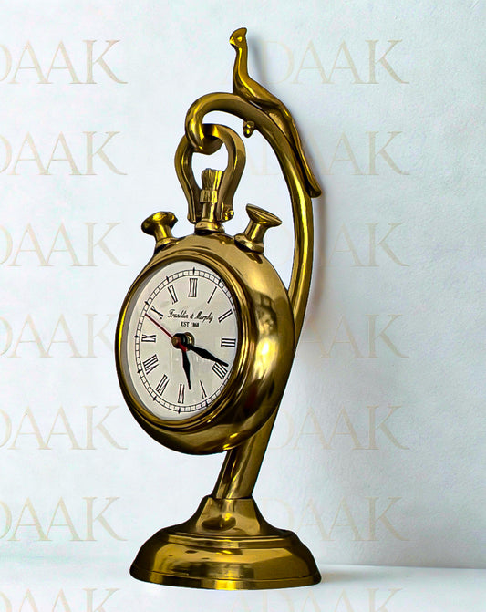 Adaak's Morghadi - Brass Peacock Table Watch - Timeless Beauty for Your Table