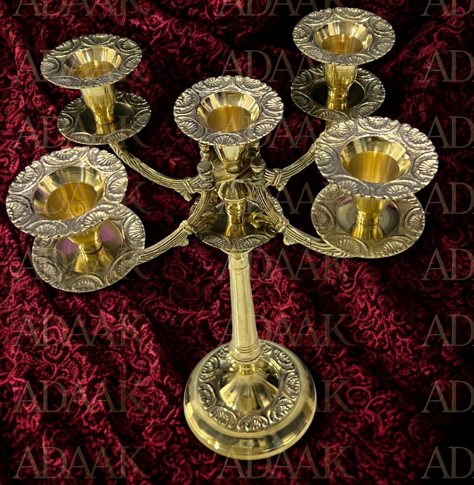 Adaak Panchjyoti Brass Candle Stand– 5 Arm