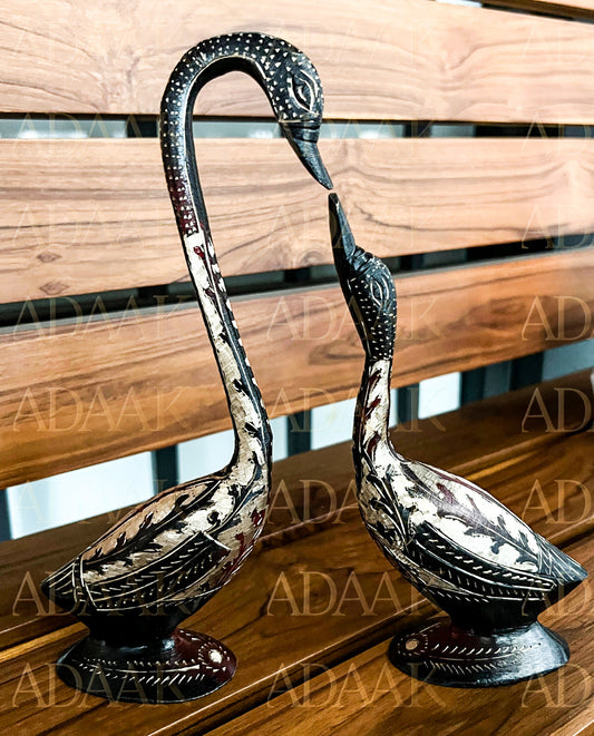 Midnight Affection – Artistic Black Swan Couple Figurine