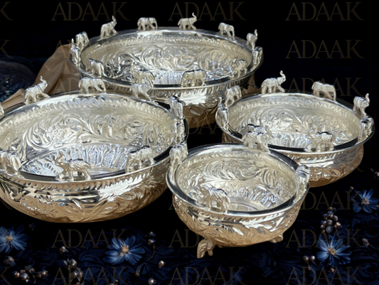 Adaak Hastyaara Silver Urli Set — Elephant Array