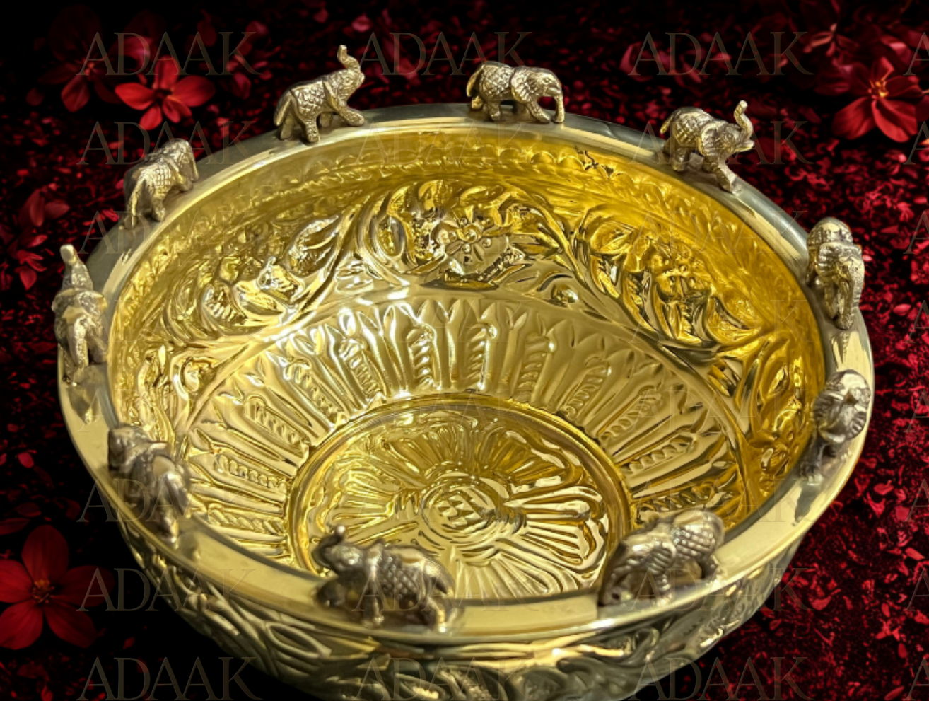SwarnaHathi Brass Urli — Elephant Array