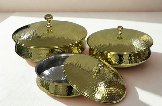 Premium Brass Finish Lagan – Traditional Wide Base Cookware