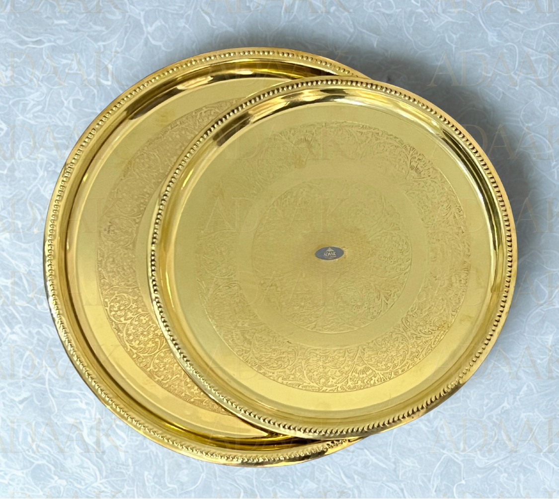 Adaak's Dana Brass Round Tray Set (Set of 2)