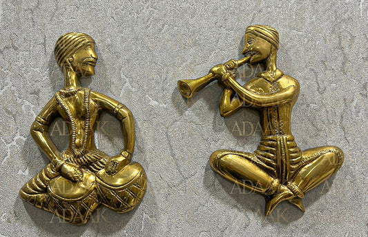 Adaak's Brass Musician Wall Hanging Set (Set of 2)