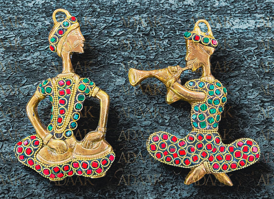 Adaak's Stone Finish Musician Wall Hanging Set (Set Of 2)