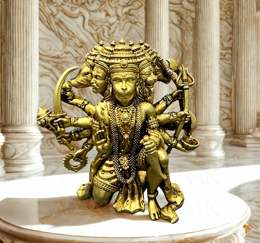 Adaak's Panchmukhi Hanuman Brass Idol – The Divine Protector