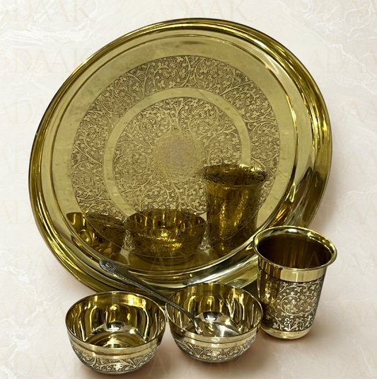 Adaak's Kavya Brass Thali Set - 5Pc