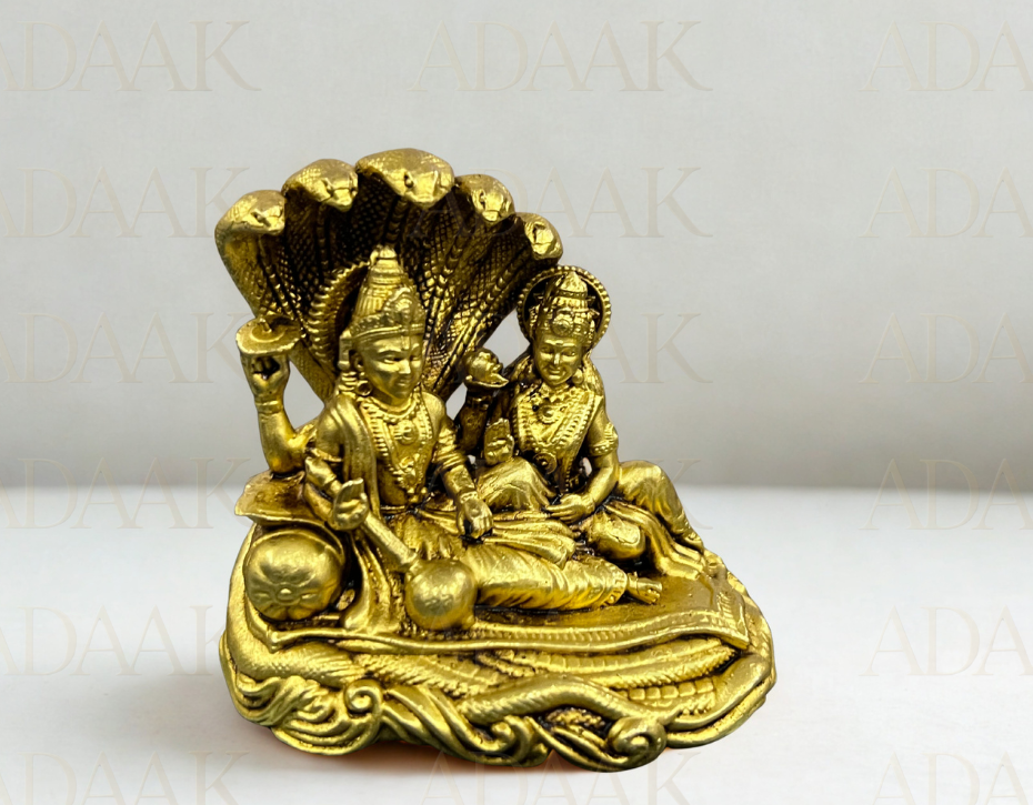 Premium Brass Sheshasayi Vishnu and Goddess Lakshmi Idol