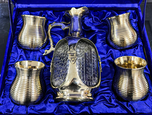 Adaak Heritage Pour Brass Wine Set - 5pc
