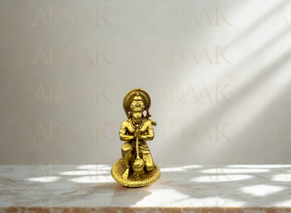 Lord Hanuman Idol in Anjali Mudra (Brass Finish) | Kneeling Devotional Statue