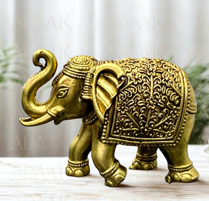 Adaak's Majestic Brass Elephant with Raised Trunk – Symbol of Prosperity & Luck