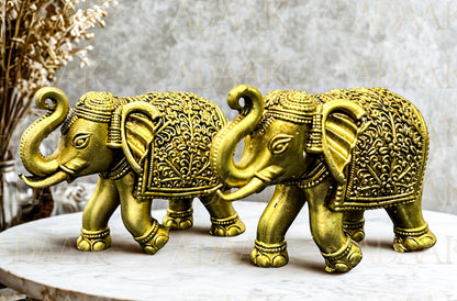 Adaak's Majestic Brass Elephant with Raised Trunk – Symbol of Prosperity & Luck
