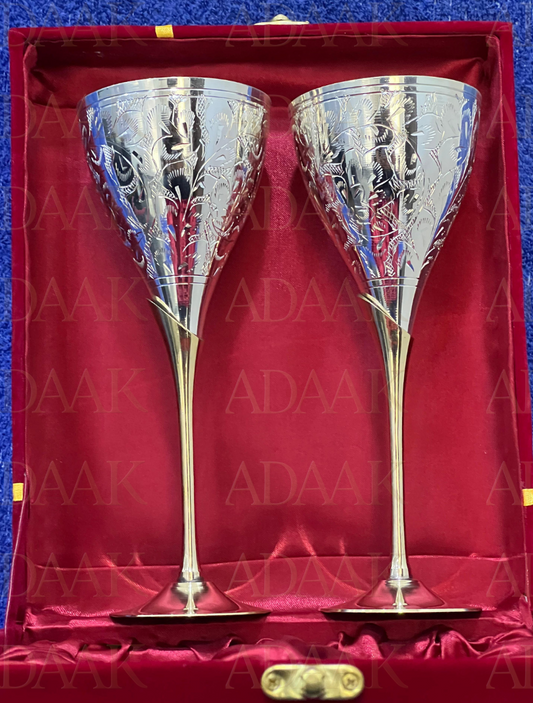 Pakija Brass Goblet Wine Glasses - Vintage Charm for Elegant Toasts