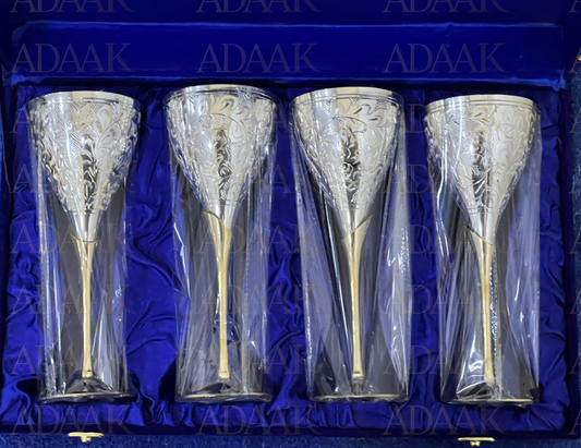 Pakija Brass Goblet Wine Glasses - Vintage Charm for Elegant Toasts