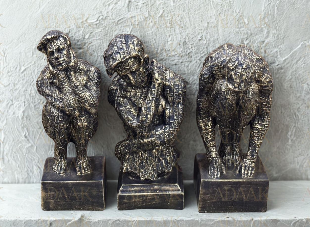 Adaak's Abstract 3 Men Figurine Set – Decorative Table Accent