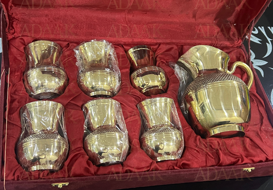 Premium Brass Dana Jug & 6 Glass Set