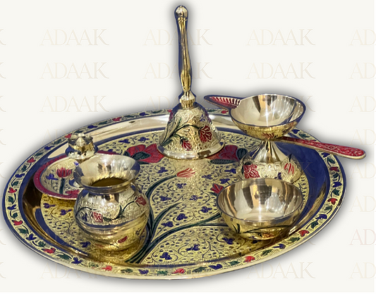 Adaak's Divine Blossom Thali Set (set of 6pcs)- Sacred Artistry for Rituals