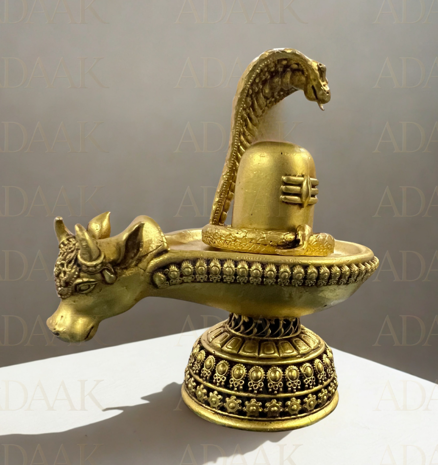 Brass Shiva Lingam with Naga & Gomukhi | Shivling Puja Idol