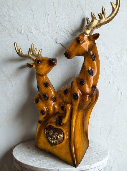 Golden Deer Couple Love Sculpture