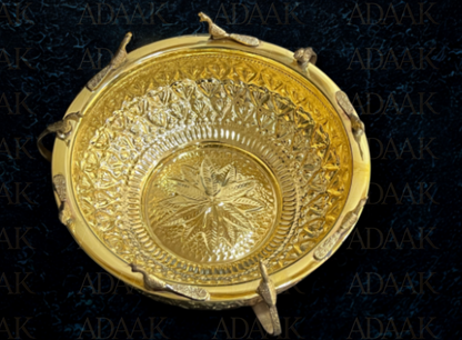 Adaak Golden NavamMayur Brass Urli – Multi-Peacock Adorned