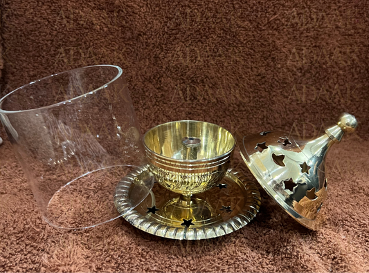 Divine Glow Akhand Jyot Brass Diya with Glass Cover