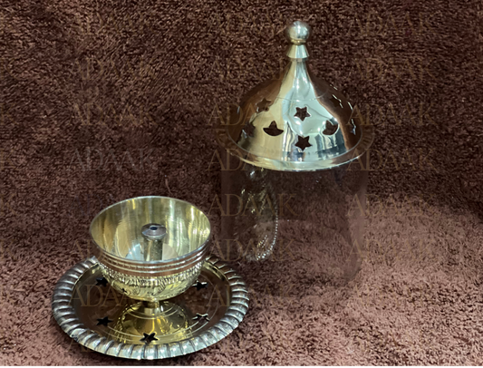 Divine Glow Akhand Jyot Brass Diya with Glass Cover