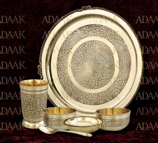 Adaak Manika Heritage Brass Thali Set - 6 Pc