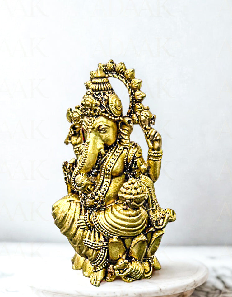 Brass Ganesh ji on Lotus