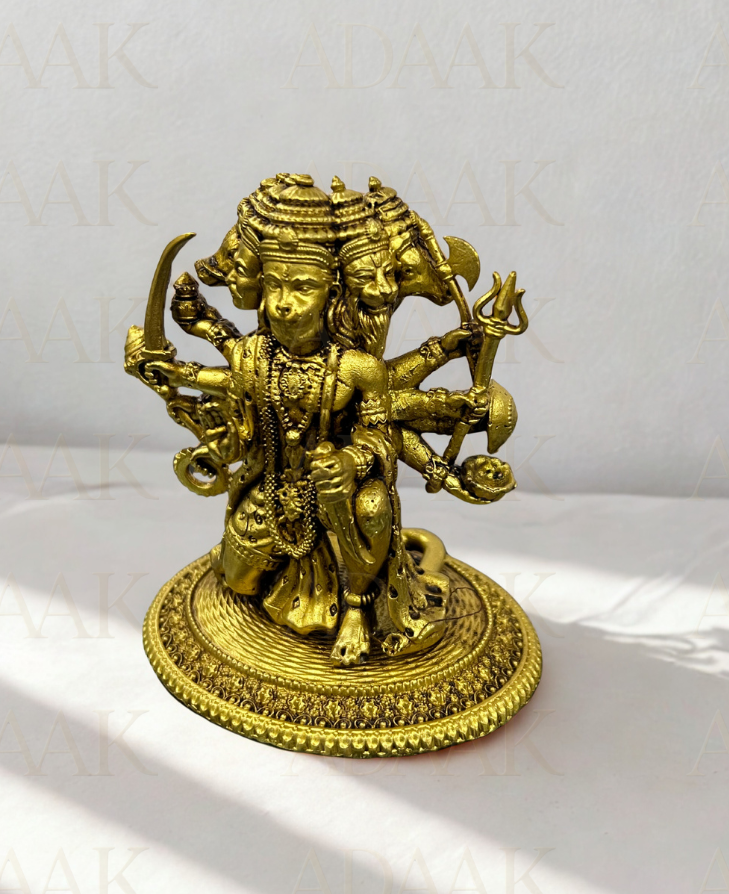 Brass Panchmukhi Hanumanji on stand