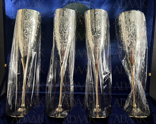 Adaak Halferi Brass Goblet Champagne Glasses - Luxe Glamour for Celebrations