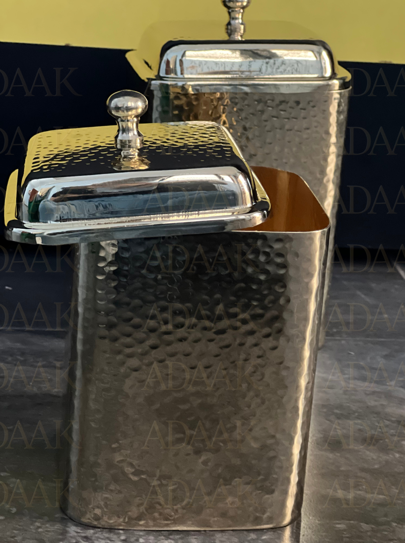 Adaak Vistaar Square Hammered Brass Dabba Set