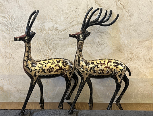 Graceful Black Deer Figurine Set (Set of 2)– Artistic Home Décor Accent