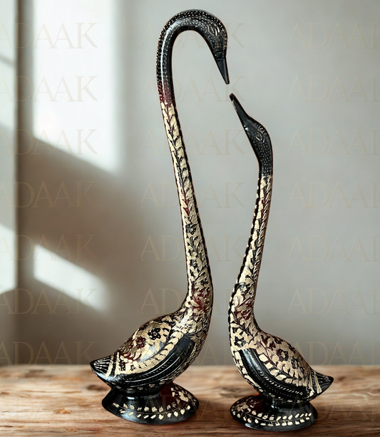 Midnight Affection – Artistic Black Swan Couple Figurine